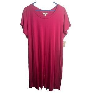 terra & sky womens pink short sleeve tee shirt dress plus size 0X 14w pockets